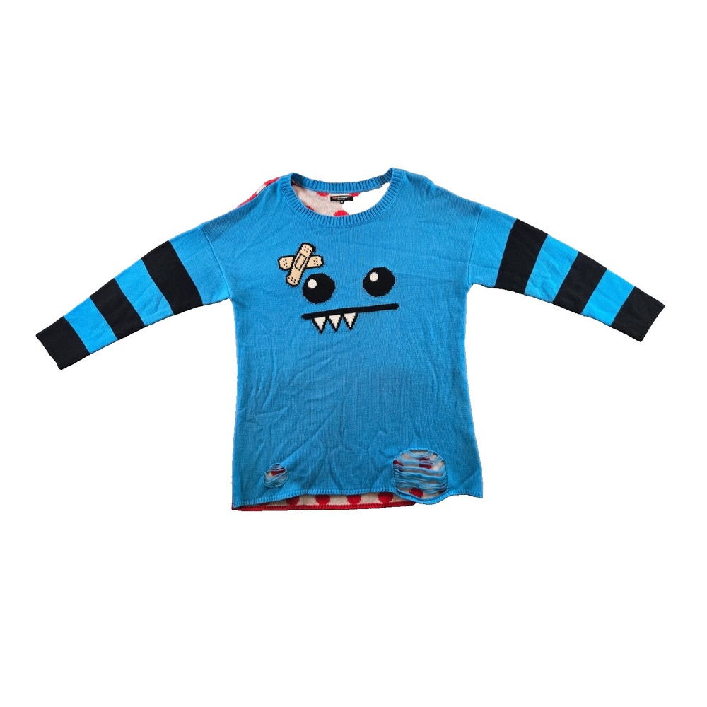 SO SO HAPPY x Iron Fist‎ Sweater Womens Small Blue Oversized Ozzie Rare Y2K